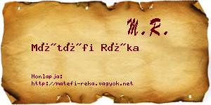 Mátéfi Réka névjegykártya